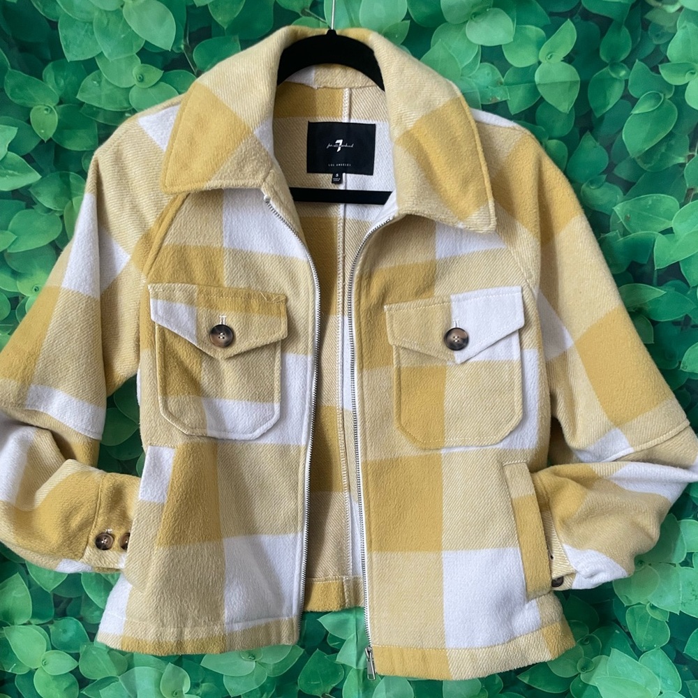 7 for all mankind yellow and white jacket